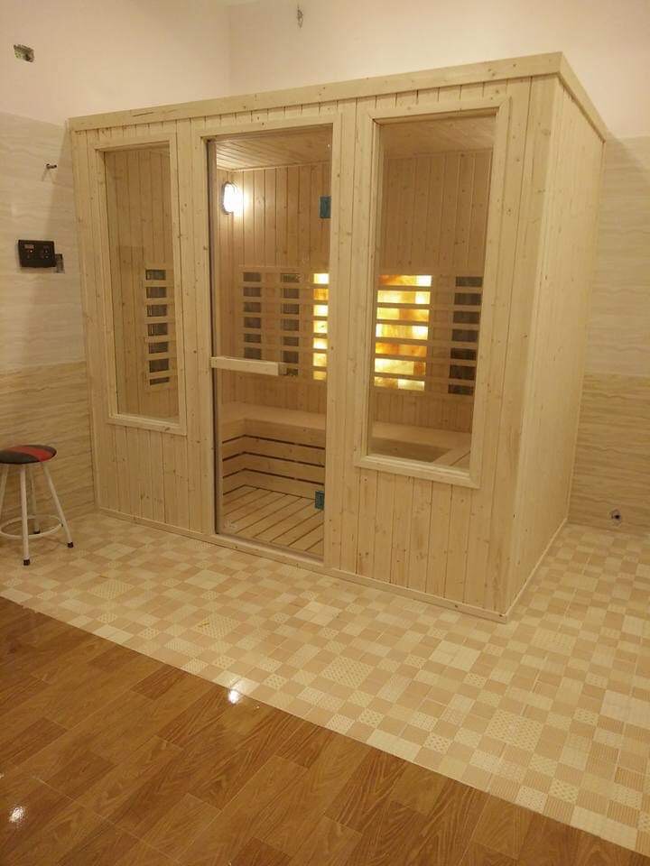 Phòng xông hơi đá muối gia đình chất liệu gỗ thông Phần Lan